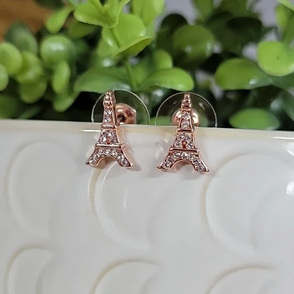 Eiffel Tower Shimmer Stud Earrings, rose gold - Picture 3 of 7